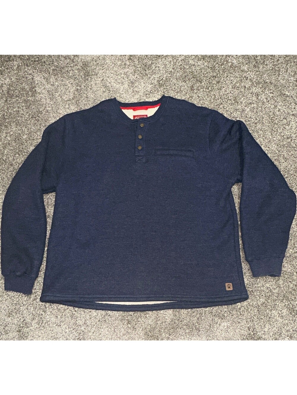 Coleman Men's XXL 2XL Blue Sherpa Lined Henley Sweater Pullover Long Sleeve
